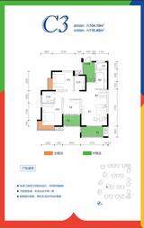 西财学府憬城1期 3室2厅2卫 104.10平米
