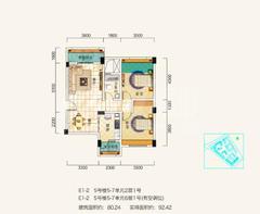 西湖半岛2期2室2厅1卫80.00平户型
