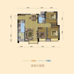东湖郡3室2厅1卫88.31平户型