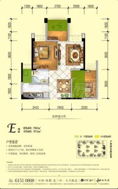 保利春天花语3室2厅1卫65.00平户型