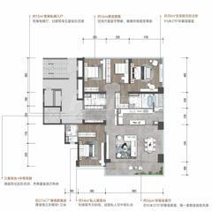 珠江铂世花园2期4室2厅3卫195.00平户型