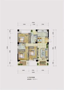 上海阳台.怀安1期3室2厅2卫127.00平户型