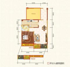 蓉树园2室2厅1卫66.00平户型