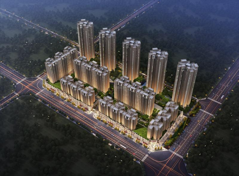 项目鸟瞰夜景效果图