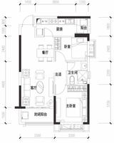 恒大西辰绿洲2期 2室1厅1卫 81.40平米