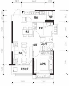 恒大西辰绿洲2期2室1厅1卫81.40平户型