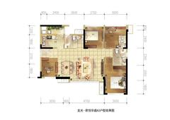 龙光君悦华庭4室2厅2卫92.00平户型
