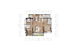 熙锦5号1期3室2厅2卫124.91平户型