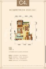 蓝光金悦府 3室2厅1卫 88.00平米