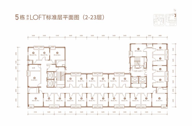 5栋LOFT标准层平面图