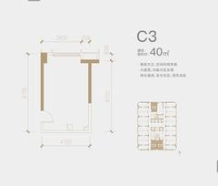 华润置地自在域大厦1期40.00平户型