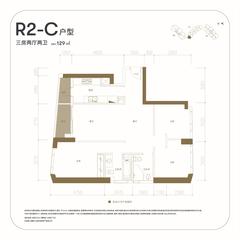天府汇中心2期3室2厅2卫129.00平户型