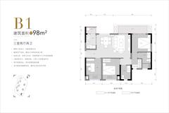 锦悦尚玺小区1期3室2厅2卫98.00平户型