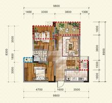 宇航三洲盛景2室2厅1卫76.50平户型