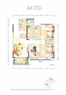 玲珑庭1期3室2厅2卫111.46平户型