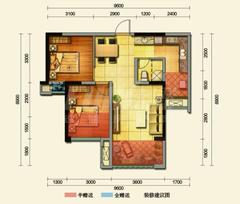 中铁二局玛塞城2室2厅1卫73.36平户型