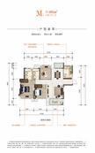派城西樾小区1期3室2厅2卫101.16平户型