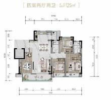 正荣润锦府1期4室2厅2卫125.00平户型