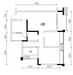 同聚和润国际2期2室2厅1卫87.83平户型