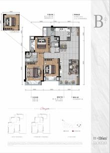 能建紫郡公馆1期3室2厅2卫116.00平户型