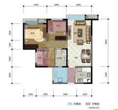 绵世溪地湾3期3室2厅2卫88.00平户型