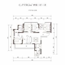 御园丰锦1期4室2厅2卫138.50平户型