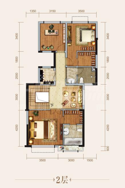 北辰香麓小区2期a2户型户型图,146.58平米 成都透明房产网