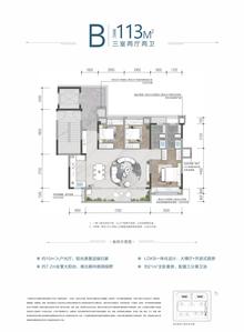 望云苑1期3室2厅2卫113.38平户型