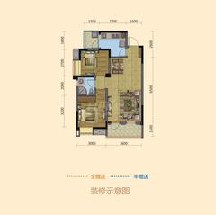 东湖郡2室2厅1卫67.28平户型