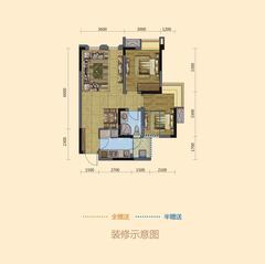 东湖郡2室2厅1卫66.45平户型