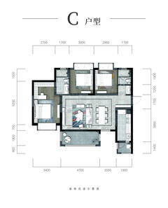 玖宸园1期3室2厅2卫116.00平户型