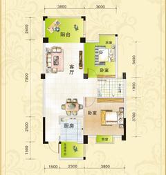 嘉和瑞景1期2室2厅1卫71.30平户型