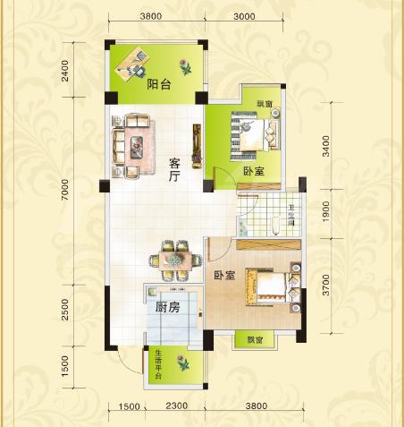 二期8栋B5户型建筑面积71.30平方米.png