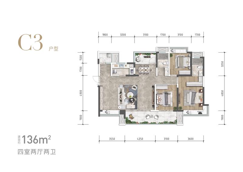 34#楼C3户型