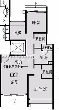 i-都会S3室2厅2卫89.38平户型