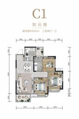 云锦安缦1期 3室2厅1卫 89.00平米