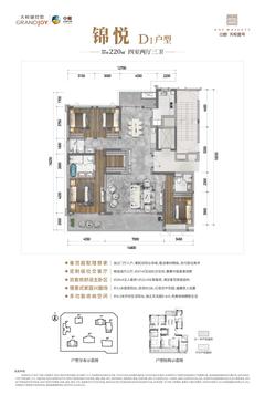中粮天悦壹号华庭1期4室2厅3卫220.00平户型