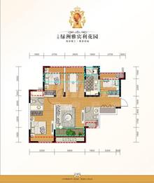 上置香岛华府3室2厅2卫91.00平户型