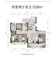 天湖湾小区1期4室2厅2卫139.09平户型
