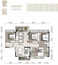 观澜府2期4室2厅2卫141.90平户型