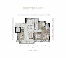 正荣润锦府1期4室2厅2卫125.00平户型