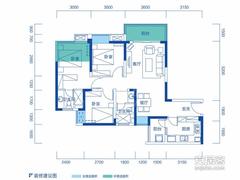 泛悦城市广场3室2厅2卫97.00平户型