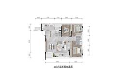 兰庭堰语花园1期3室2厅2卫117.00平户型