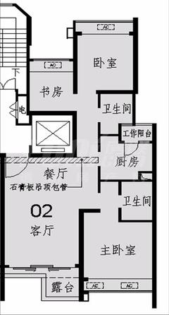 i-都会S3室2厅2卫89.38平户型