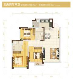 佳年华广场3室2厅2卫88.70平户型