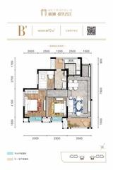 新城·悦隽香江1期 3室2厅1卫 91.79平米