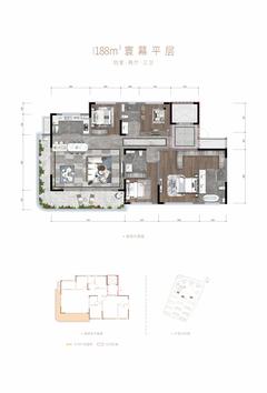 旭辉江与山苑1期4室2厅2卫188.00平户型