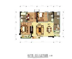 月映长滩栖悦3室2厅2卫90.00平户型
