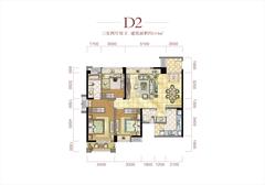 华侨城原岸3室2厅2卫114.00平户型