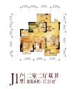 香居山水2室2厅2卫86.91平户型